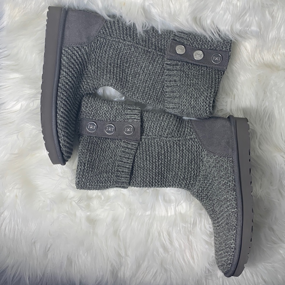 Authentic UGG charcoal grey knit button boots